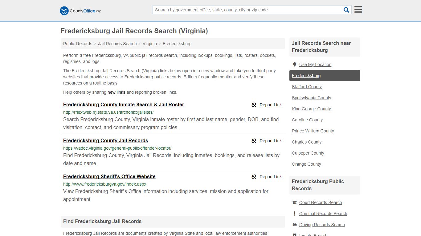 Jail Records Search - Fredericksburg, VA (Jail Rosters & Records)
