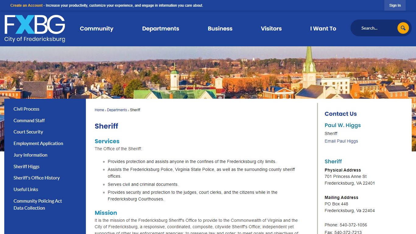 Sheriff | Fredericksburg, VA - Official Website